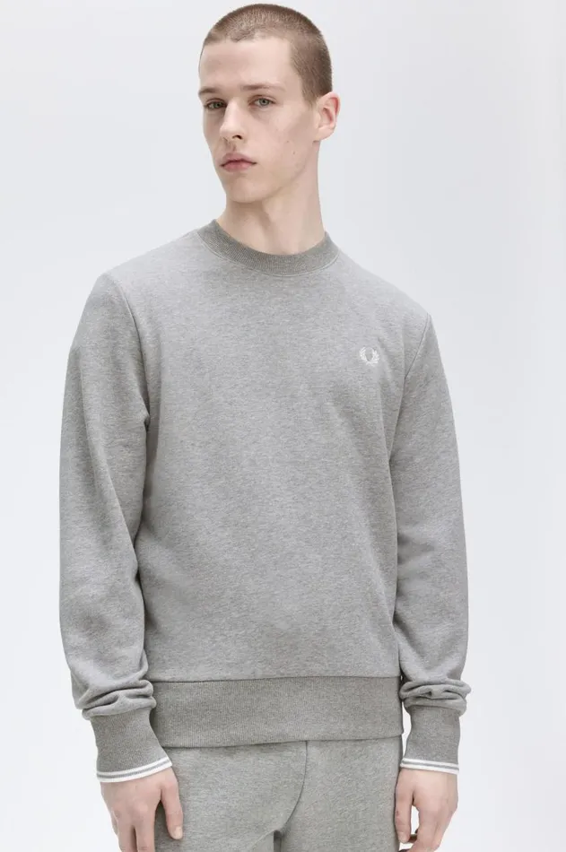 Men Sweatshirts Fred Perry Crew Neck Sweatshirt Steel Marl