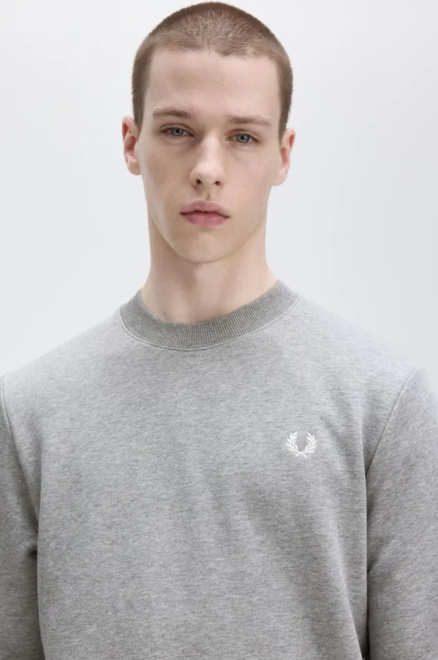 Men Sweatshirts Fred Perry Crew Neck Sweatshirt Steel Marl