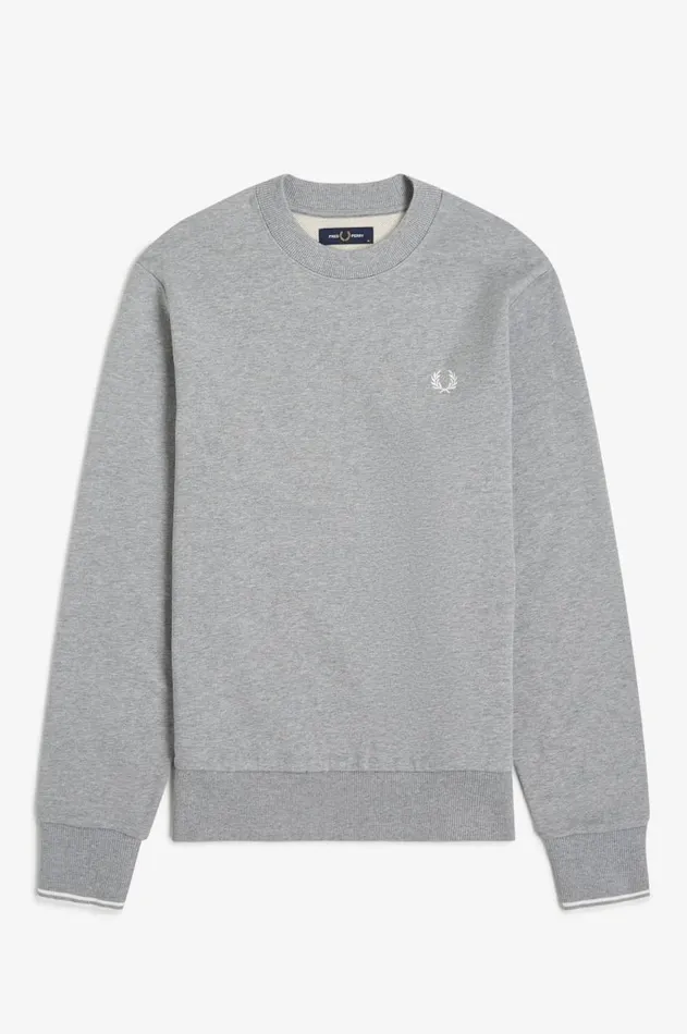 Men Sweatshirts Fred Perry Crew Neck Sweatshirt Steel Marl