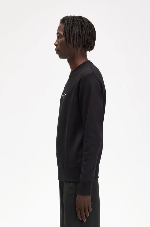 Men Sweatshirts Fred Perry Embroidered Sweatshirt Black