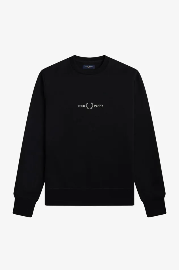 Men Sweatshirts Fred Perry Embroidered Sweatshirt Black