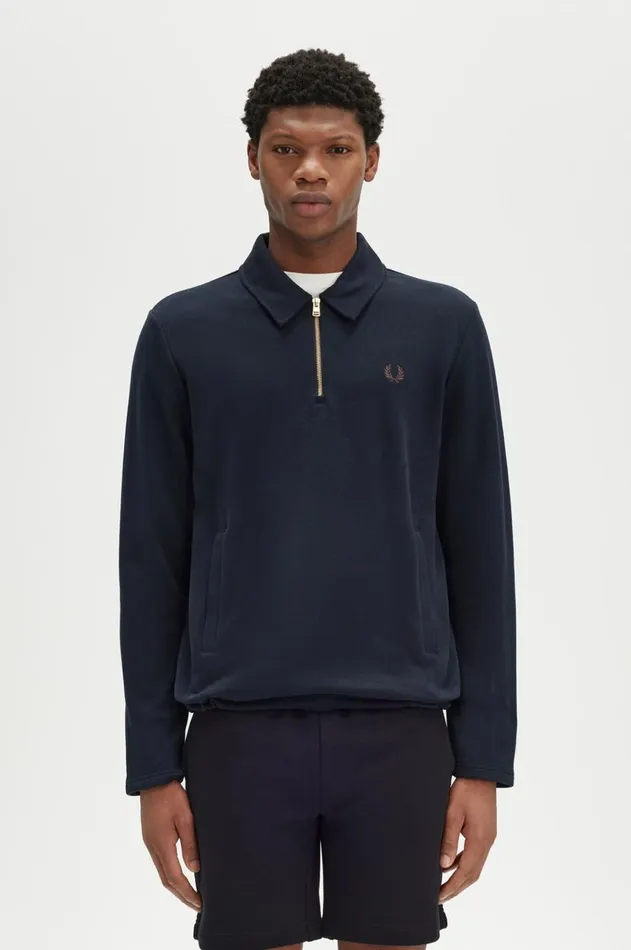 Men Sweatshirts Fred Perry Half Zip Smock Sweatshirt Navy