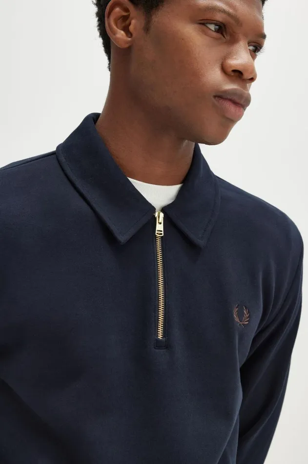 Men Sweatshirts Fred Perry Half Zip Smock Sweatshirt Navy