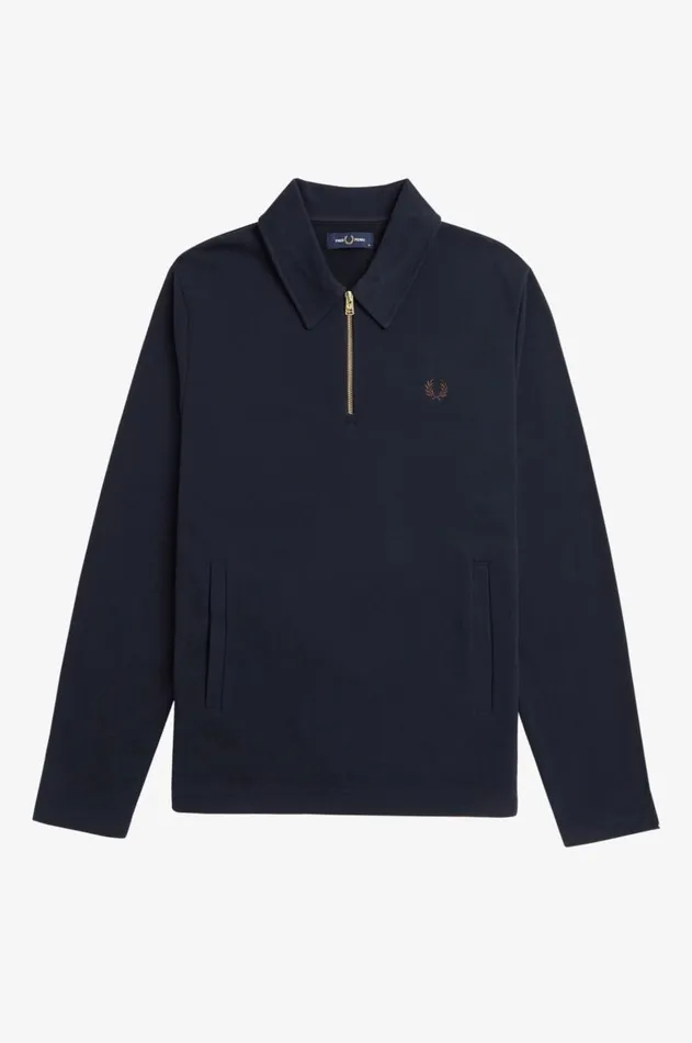 Men Sweatshirts Fred Perry Half Zip Smock Sweatshirt Navy