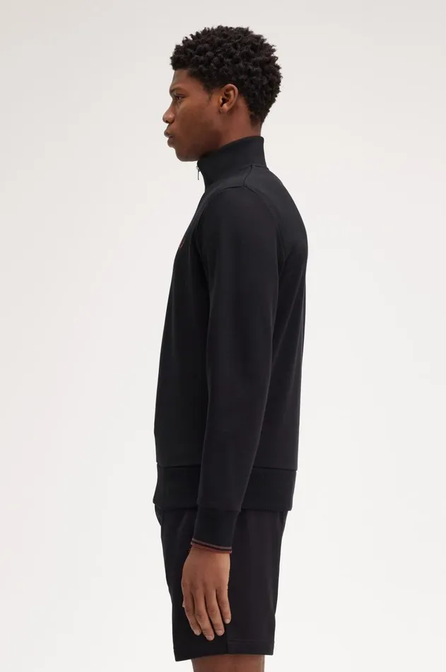 Men Sweatshirts Fred Perry Half Zip Sweatshirt Blackwhisky Brown