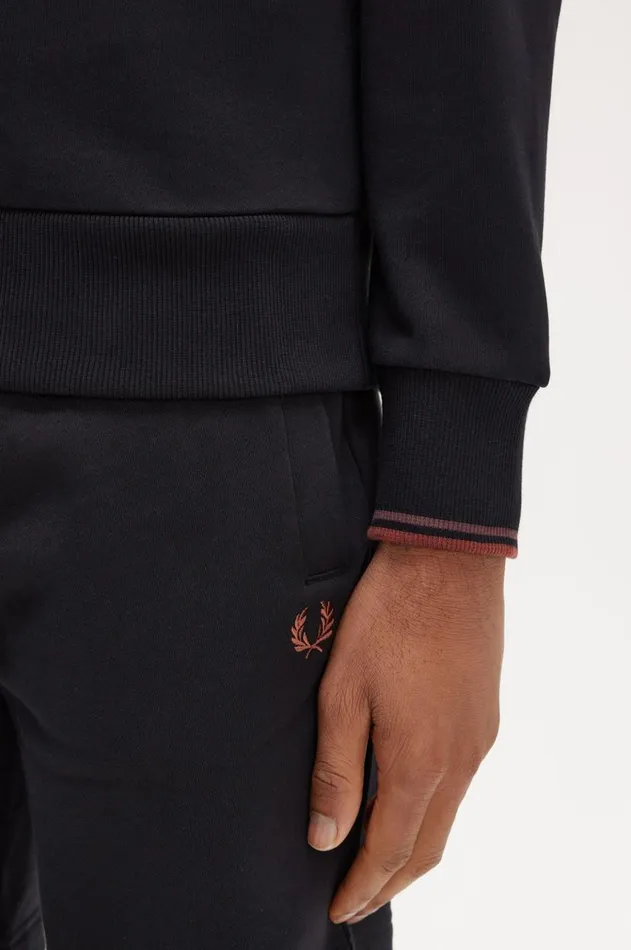 Men Sweatshirts Fred Perry Half Zip Sweatshirt Blackwhisky Brown