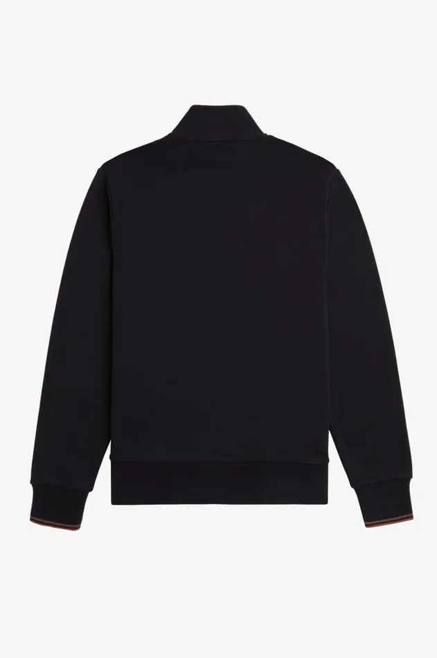 Men Sweatshirts Fred Perry Half Zip Sweatshirt Blackwhisky Brown