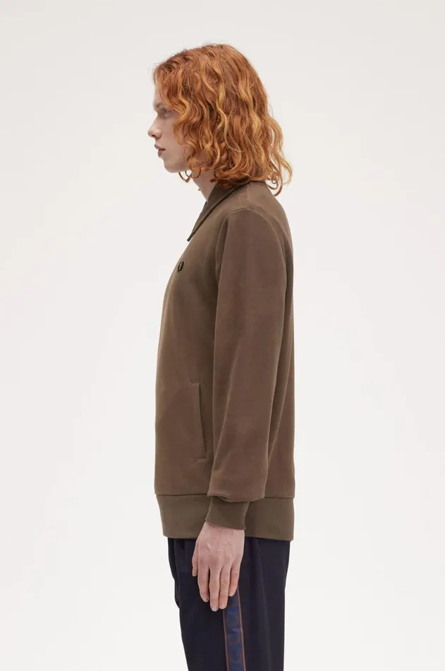 Men Sweatshirts Fred Perry HalfZip Sweatshirt Burnt Tobacco