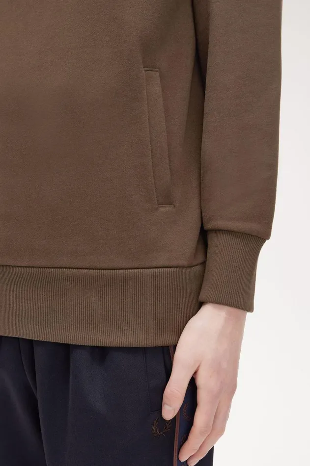 Men Sweatshirts Fred Perry HalfZip Sweatshirt Burnt Tobacco