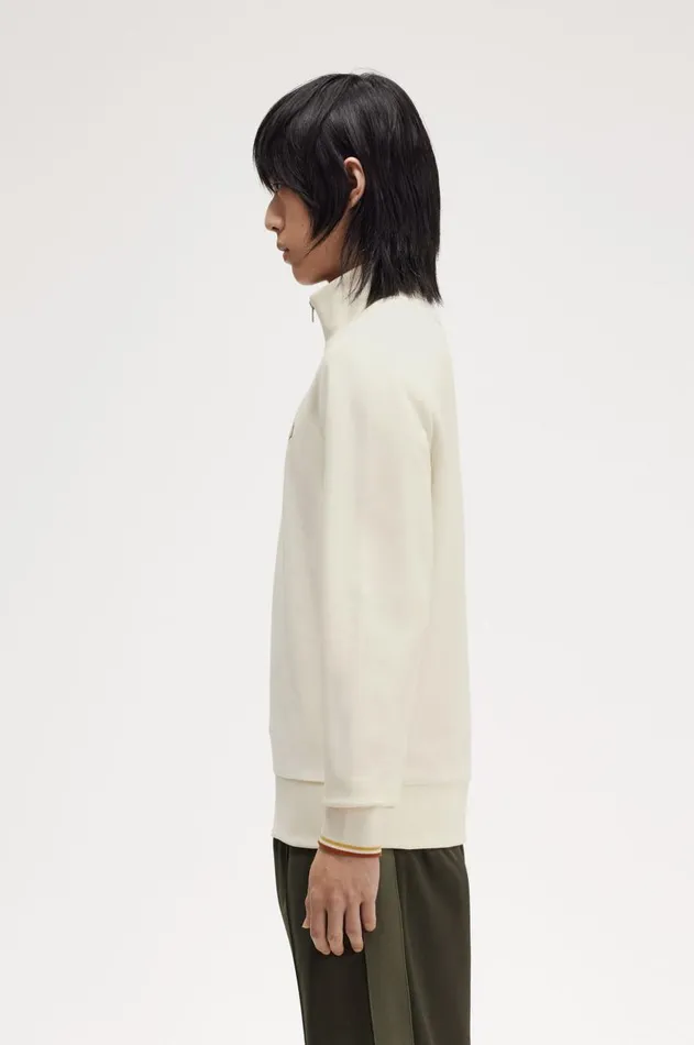 Men Sweatshirts Fred Perry HalfZip Sweatshirt Ecruhoneycombmarmalade