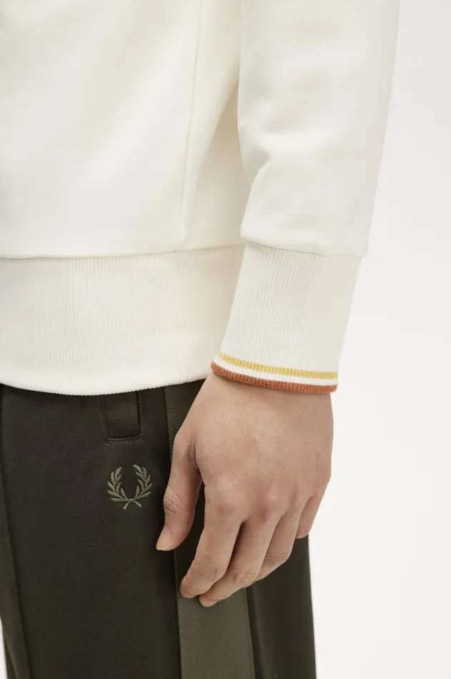 Men Sweatshirts Fred Perry HalfZip Sweatshirt Ecruhoneycombmarmalade