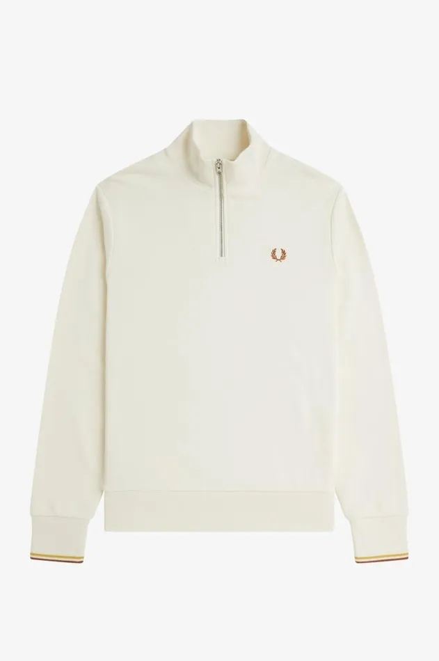 Men Sweatshirts Fred Perry HalfZip Sweatshirt Ecruhoneycombmarmalade