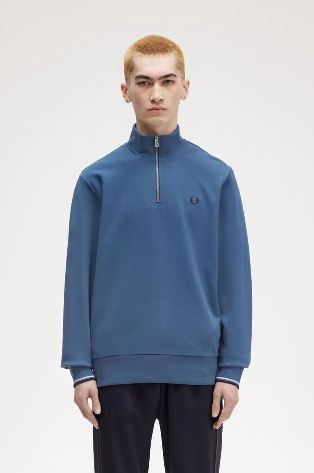 Men Sweatshirts Fred Perry HalfZip Sweatshirt Midnight Blueultra Violetnavy