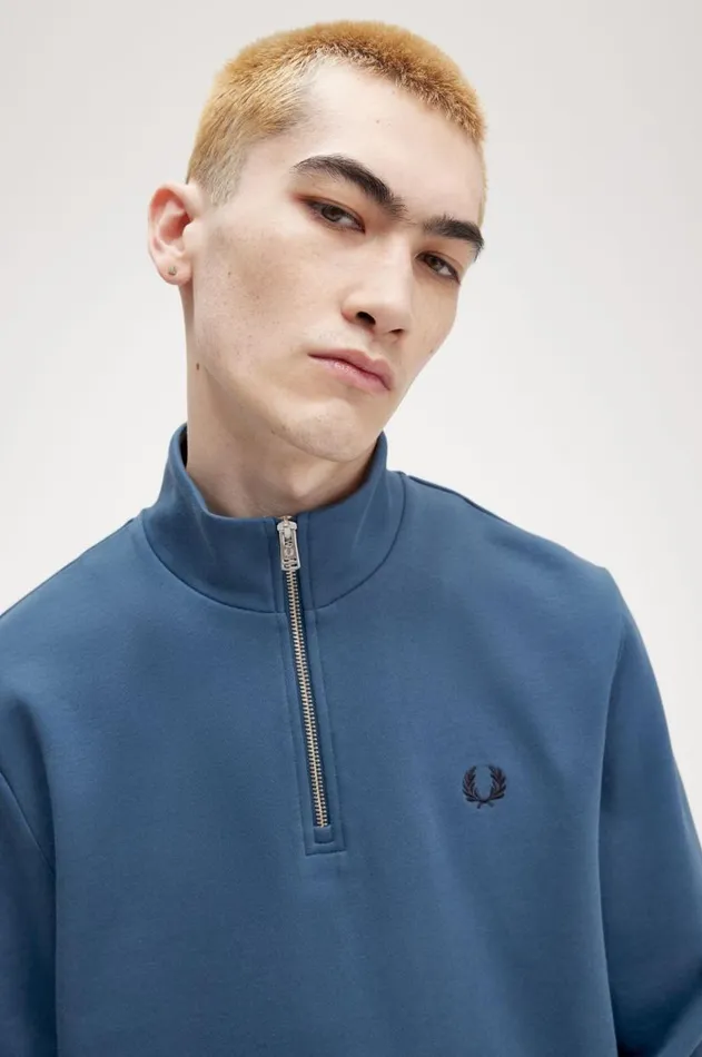 Men Sweatshirts Fred Perry HalfZip Sweatshirt Midnight Blueultra Violetnavy