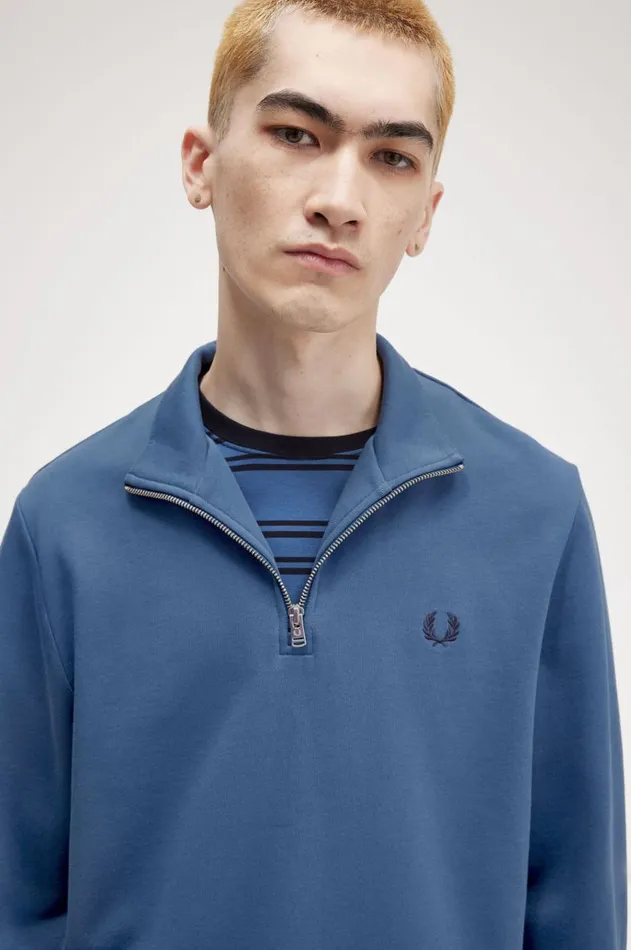 Men Sweatshirts Fred Perry HalfZip Sweatshirt Midnight Blueultra Violetnavy
