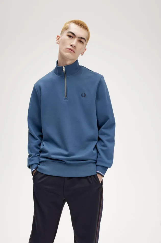 Men Sweatshirts Fred Perry HalfZip Sweatshirt Midnight Blueultra Violetnavy