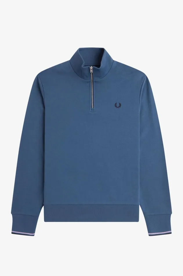 Men Sweatshirts Fred Perry HalfZip Sweatshirt Midnight Blueultra Violetnavy