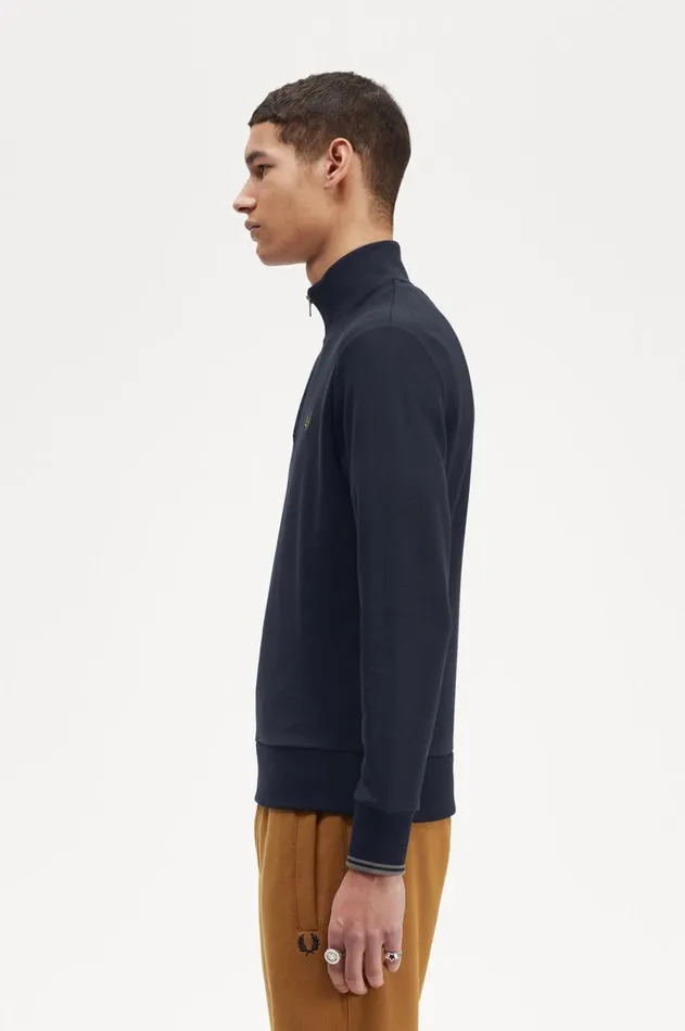 Men Sweatshirts Fred Perry Half Zip Sweatshirt Navydark Caramel