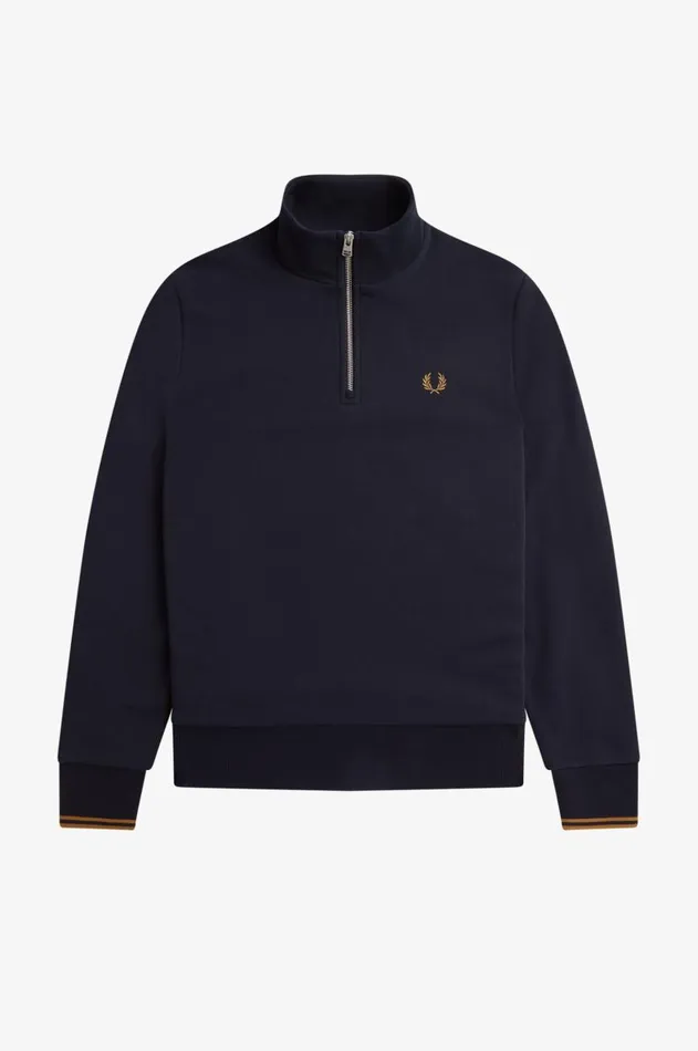 Men Sweatshirts Fred Perry Half Zip Sweatshirt Navydark Caramel