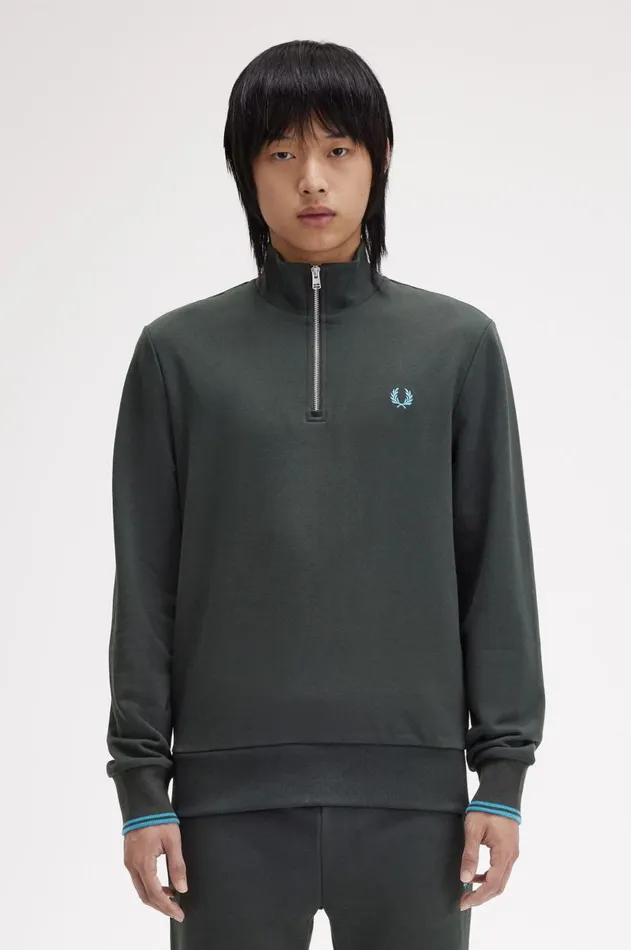 Men Sweatshirts Fred Perry Half Zip Sweatshirt Nightgreenocean