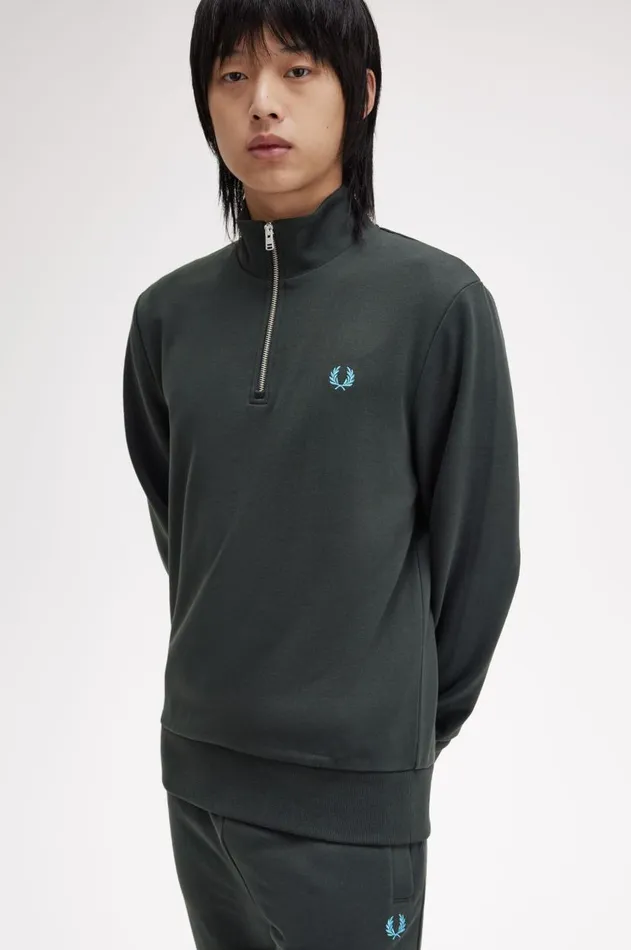 Men Sweatshirts Fred Perry Half Zip Sweatshirt Nightgreenocean