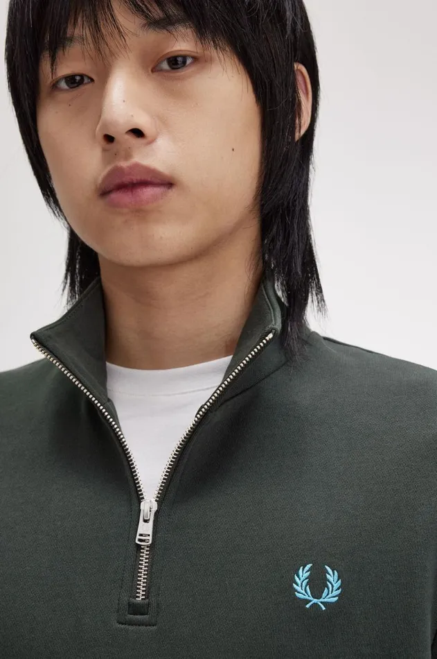 Men Sweatshirts Fred Perry Half Zip Sweatshirt Nightgreenocean