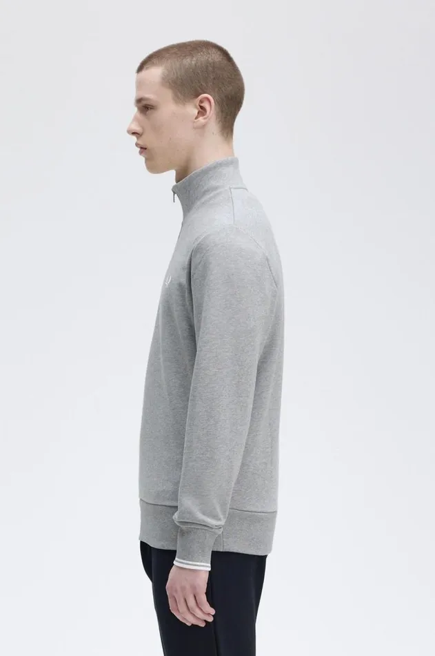 Men Sweatshirts Fred Perry Half Zip Sweatshirt Steel Marl