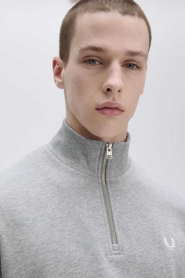 Men Sweatshirts Fred Perry Half Zip Sweatshirt Steel Marl