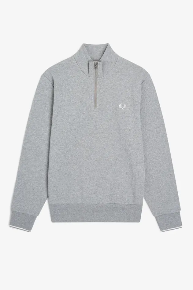 Men Sweatshirts Fred Perry Half Zip Sweatshirt Steel Marl