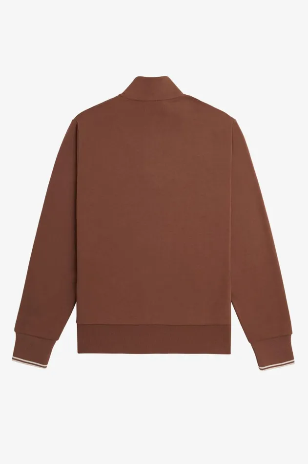 Men Sweatshirts Fred Perry Half Zip Sweatshirt Whisky Brownporridge Marl