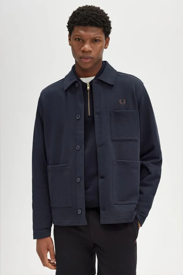 Men Sweatshirts Fred Perry Heavyweight Sweat Overshirt Navy