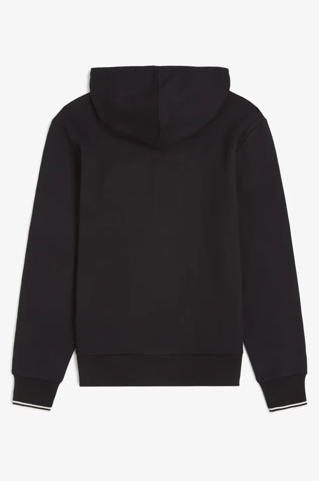 Men Sweatshirts Fred Perry Hooded Zip Through Sweatshirt Black
