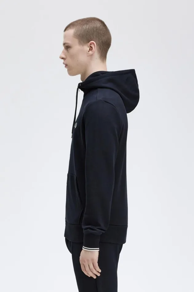 Men Sweatshirts Fred Perry Hooded Zip Through Sweatshirt Navy