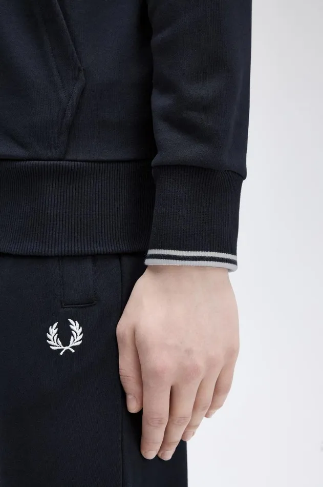 Men Sweatshirts Fred Perry Hooded Zip Through Sweatshirt Navy