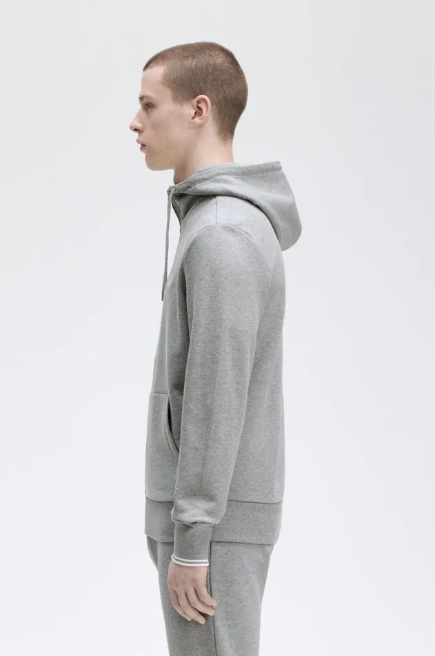 Men Sweatshirts Fred Perry Hooded Zip Through Sweatshirt Steel Marl