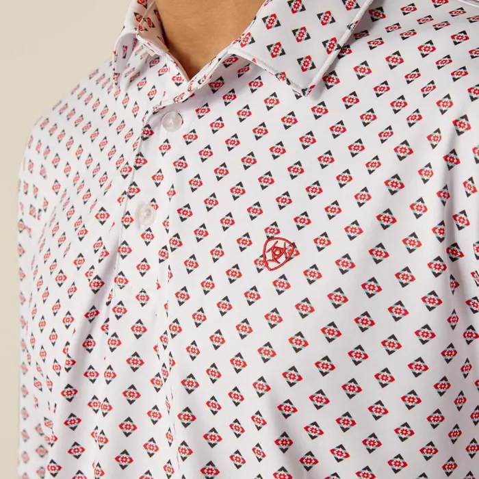 Men TShirts and Polos Ariat All Over Print Polo White 2 Men TShirts and Polos Ariat All Over Print Polo White 2