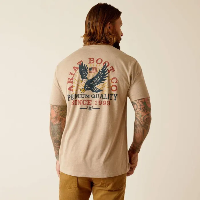 Men TShirts and Polos Ariat Ariat Flying Eagle TShirt Oatmeal Heather