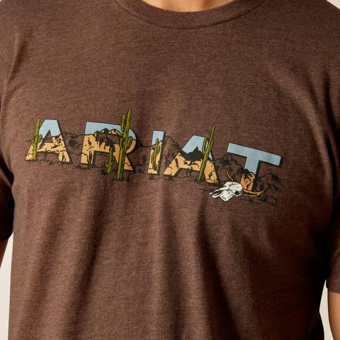 Men TShirts and Polos Ariat Ariat Logo SW Landscape TShirt Brown Heather Men TShirts and Polos Ariat Ariat Logo SW Landscape TShirt Brown Heather