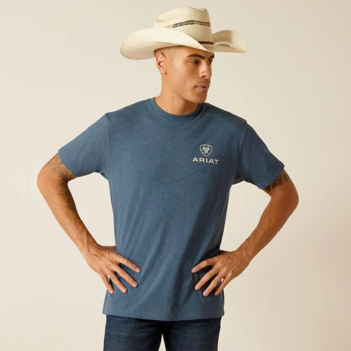 Men TShirts and Polos Ariat Ariat SW Bison TShirt Sailor Blue Heather Men TShirts and Polos Ariat Ariat SW Bison TShirt Sailor Blue Heather