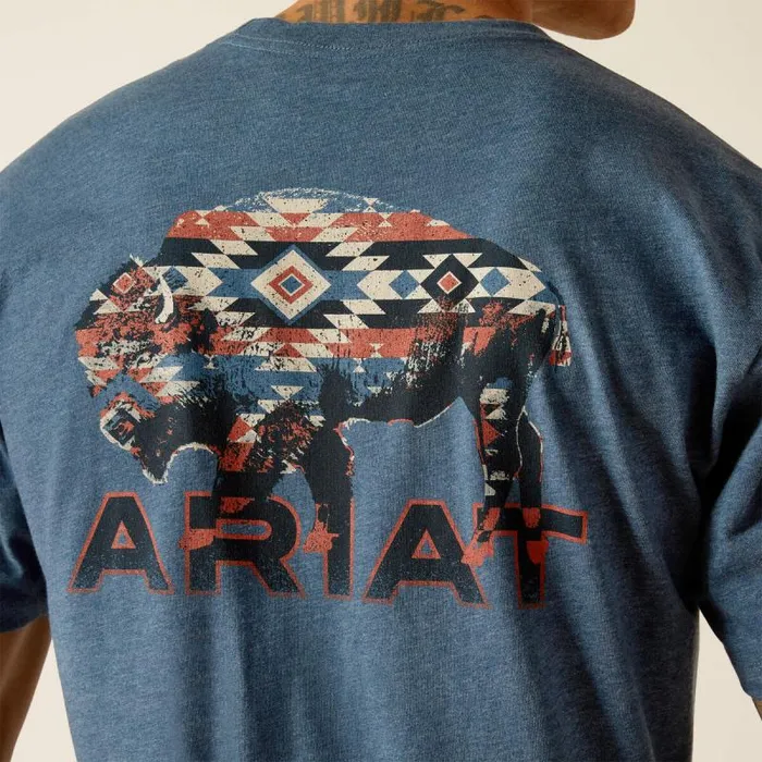 Men TShirts and Polos Ariat Ariat SW Bison TShirt Sailor Blue Heather Men TShirts and Polos Ariat Ariat SW Bison TShirt Sailor Blue Heather