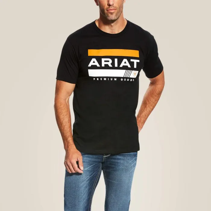 Men TShirts and Polos Ariat Bar Stripe TShirt Black