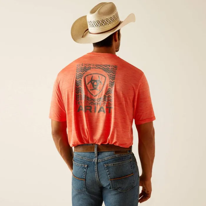 Men TShirts and Polos Ariat Charger Ariat SW Shield TShirt Hot Coral