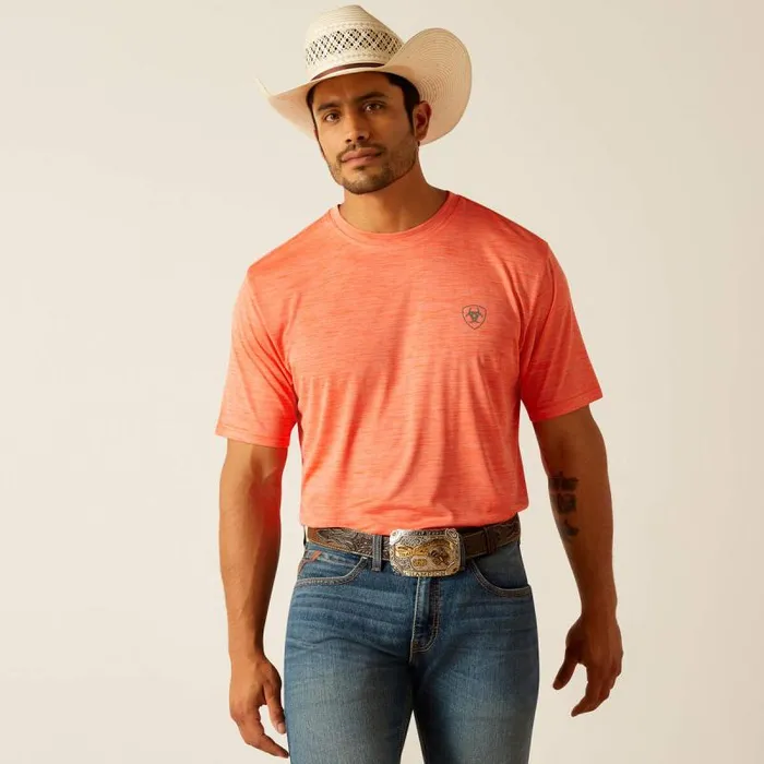 Men TShirts and Polos Ariat Charger Ariat SW Shield TShirt Hot Coral