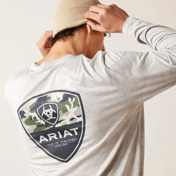 Men TShirts and Polos Ariat Charger Camo Corps TShirt Lt Grey Heather Men TShirts and Polos Ariat Charger Camo Corps TShirt Lt Grey Heather