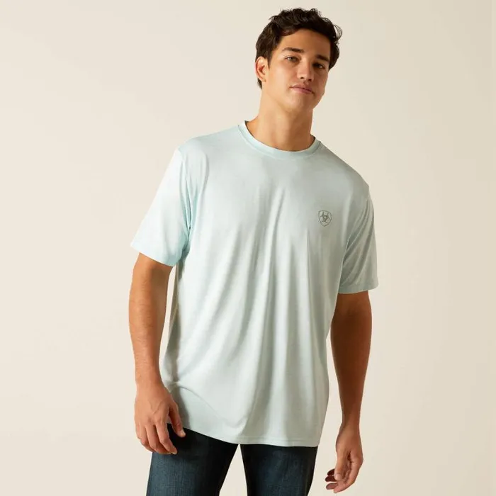 Men TShirts and Polos Ariat Charger Crestline TShirt Iced Aqua