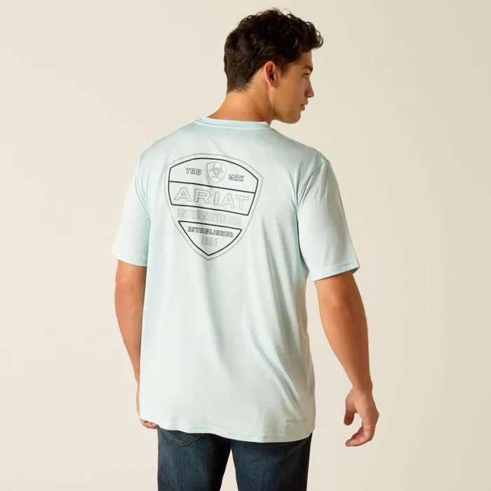 Men TShirts and Polos Ariat Charger Crestline TShirt Iced Aqua Men TShirts and Polos Ariat Charger Crestline TShirt Iced Aqua