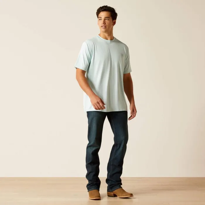 Men TShirts and Polos Ariat Charger Crestline TShirt Iced Aqua Men TShirts and Polos Ariat Charger Crestline TShirt Iced Aqua