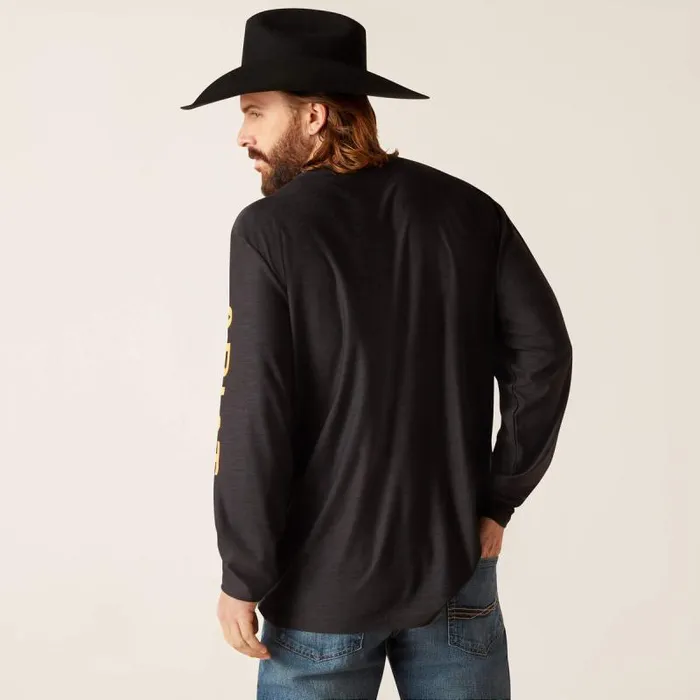 Men TShirts and Polos Ariat Charger Logo TShirt Black Heather Copper Oxide Men TShirts and Polos Ariat Charger Logo TShirt Black Heather Copper Oxide