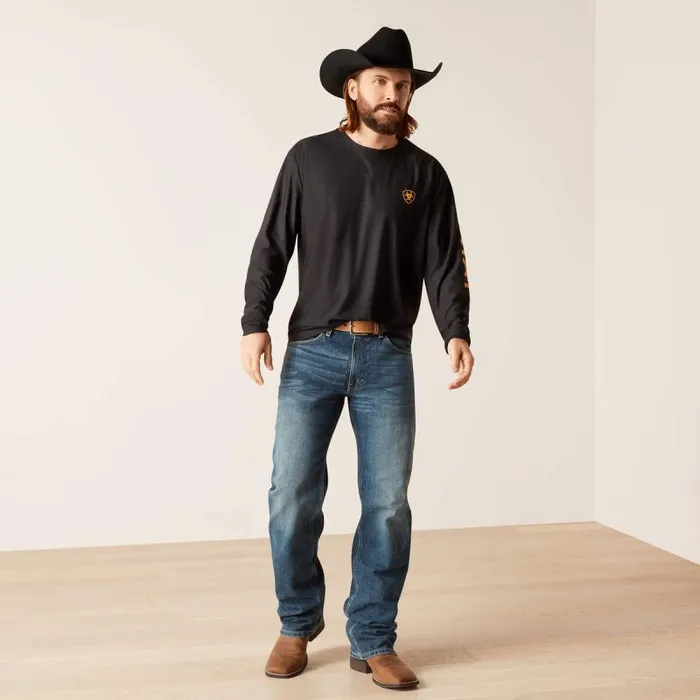 Men TShirts and Polos Ariat Charger Logo TShirt Black Heather Copper Oxide Men TShirts and Polos Ariat Charger Logo TShirt Black Heather Copper Oxide