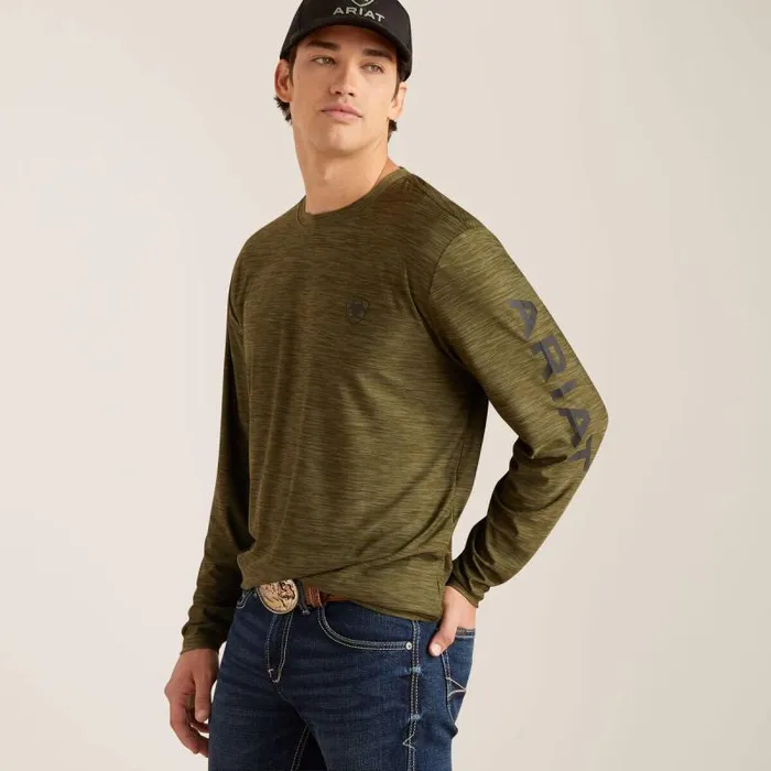 Men TShirts and Polos Ariat Charger Logo TShirt Brine Olive